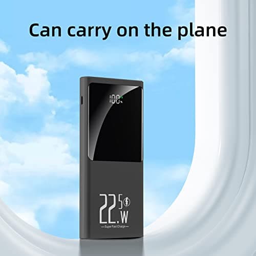 JONKUU Portable Charger 10000mAh, Power Bank 22.5W Fast Charge, Slim Battery Backup with USB C in/Out, LCD Display External Battery Pack for iPhone 16 15 14 13 12, Samsung, Google, Android etc 8