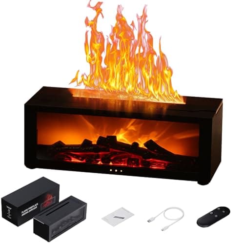 Fireplace Aroma Diffuser with Remote Control - 7 Color Changing LED Flame Essential Oil Diffuser, 1/3/5 Hour Timer, Ultrasonic Cool Mist Humidifier for Home, Office, Yoga Meditation, Spa