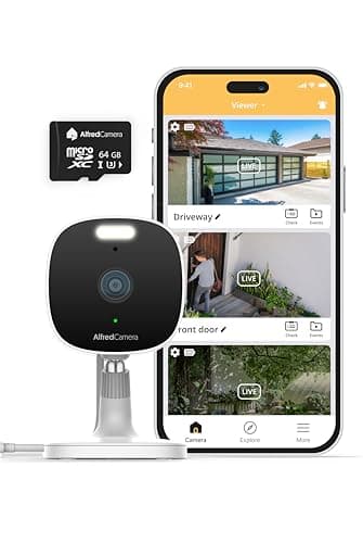 AlfredCam Plus 2 Smart Home Security Camera 2.5K, WiFi 2.4 & 5GHz, Indoor/Outdoor, IP65 Waterproof, LED Spotlight, Two-Way Audio, Color Night Vision, Baby/Pet Cam, App Powered (90M+ downloads)