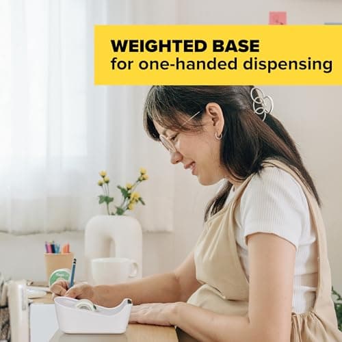 Scotch Tape Dispenser, White, Great for School or Office and Includes 1 Roll of Scotch Magic Tape 3/4 in x 350 in, ABS Material 8