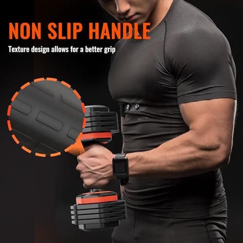 VEICK 25 lbs Pair Adjustable Dumbbell Set, Fast Adjust with Turning Handle for Men Women, Black Dumbbell for Home Gym Full Body Workout Fitness 5