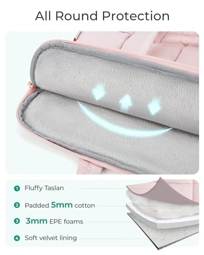 BAGSMART 15.6 Inch Laptop Case, Lightweight Puffy Laptop Sleeve with Handle, Compatible with MacBook Air Pro 15 16 Inch M4 M3 M2 M1, Laptop Bag for Women Fitted with Dell,HP, Black 5