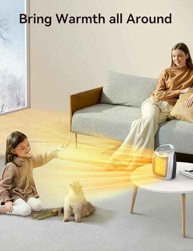 GiveBest Portable Electric Space Heater with Thermostat, 1500W/750W Safe and Quiet Ceramic Heater Fan, Heat Up 200 Square Feet for Office Room Desk Indoor Use, Silver 9