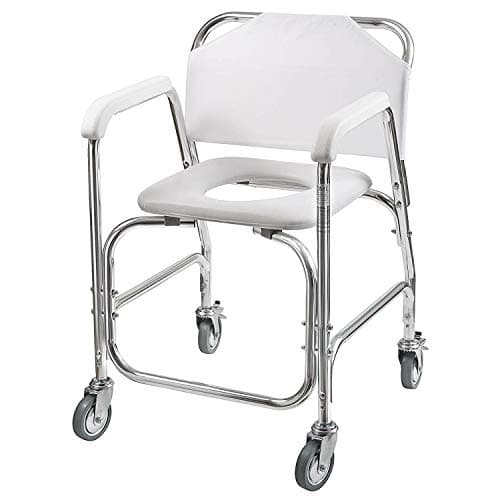 DMI Rolling Shower Chair, Commode, Transport Chair, FSA Eligible, Rolling Bathroom Wheelchair for Handicap, Elderly, Injured or Disabled, 250 Lb. Weight Capacity, Aluminum Frame, White 8