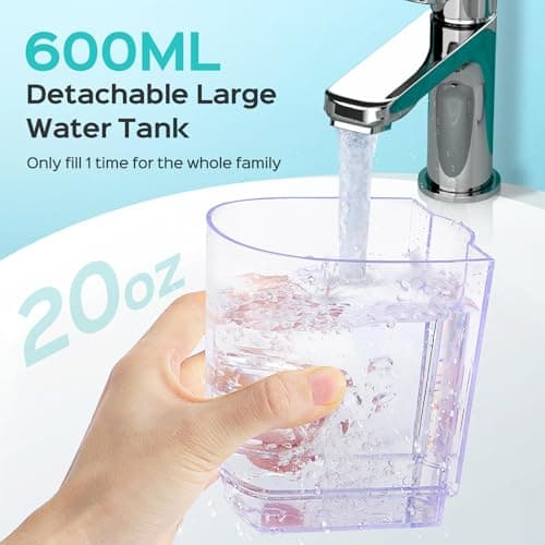 COSLUS E2 Advanced Water Flosser for Teeth: 2 Modes & 12 Pressure Settings Electric Dental Pick for Orthodontic, Braces, Sensitive Gums - Home Use, ​​5 Jet Tips for Multiple Users, Family, White 6