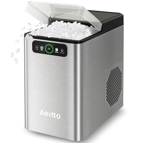 Nugget Ice Maker Countertop, Pellet Ice Machine Soft Chewable Ice 40lbs/Day, One-Click Operation, Auto Self-Cleaning Crushed Ice Makers Stainless with Scoop for Home/Kitchen/Office
