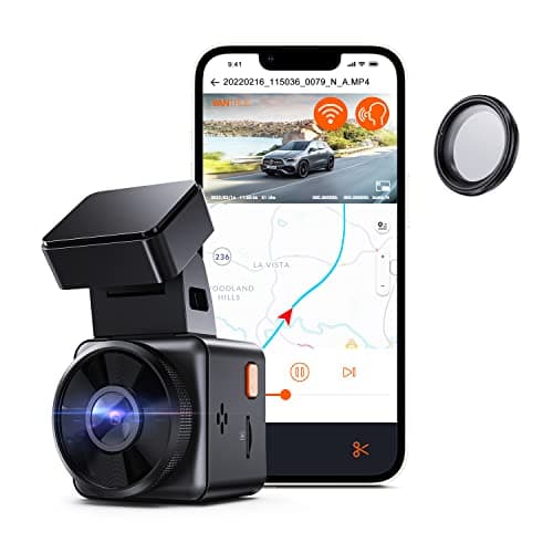 【Bundle: Vantrue E1 Lite 1080P WiFi Mini Dash Cam + CPL】antrue E1 Lite 1080P WiFi Mini Dash Cam with GPS and Speed, Free App, Voice Control Detachable Dash Camera, 24 Hours Parking Mode, Night Vision