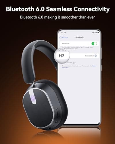 Active Noise Cancelling Headphones,120H Playtime Bluetooth 6.0 Wireless Headphones with Power Display & 6-Mic ENC Calls, 360° Spatial Audio Over Ear Headphones Foldable Headset for Travel Office Game 7