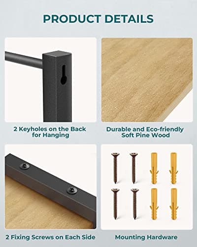 OROPY Spice Rack Wall Mounted, Rustic Wood Hanging Rack for Over The Stove, Kitchen Wall, 2 Pack 5