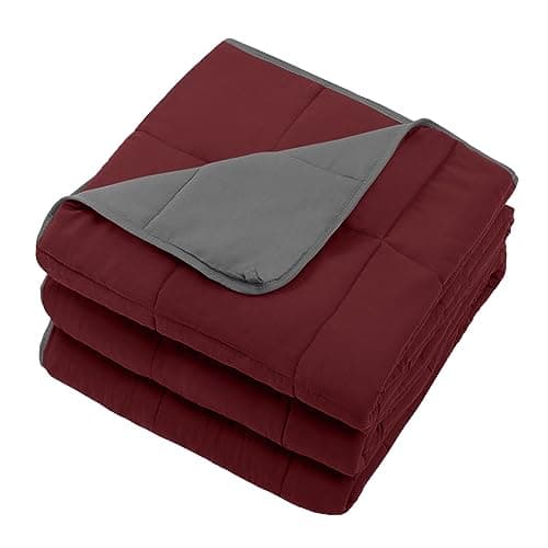 Weighted Blanket for Adults 12lbs, Twin Size Cooling Heavy Blanket for 130-220lbs, Soft Thick Big Blankets for All-Season Comfort Breathable, Red Grey 48"x72" 7