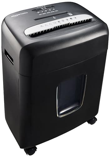 Amazon Basics High Security Micro Cut Paper Shredder, 8 Sheet Capacity, CD and Credit Card Shredder with Pull Out Bin, Black