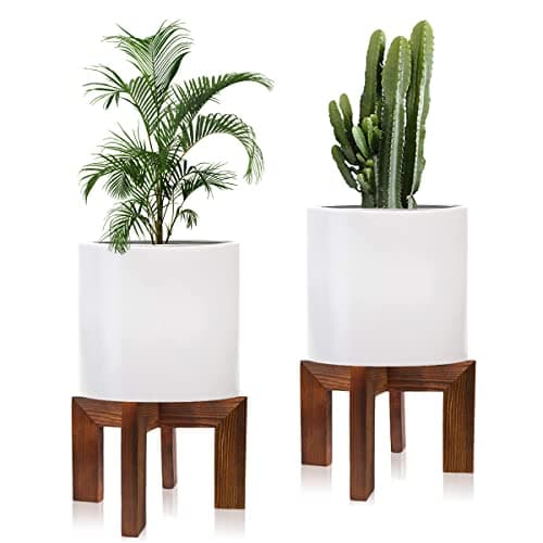 hismocal 2 Pack Wood Plant Stand Indoor Holders for Plants, Sturdy Flower Pot Stands Plants Shelf, Wooden Stool for Patio Plant Stand, Fit 5-18 Inch Variety Flower Pots, Easily Assemble