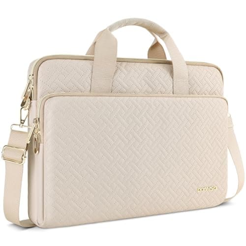 DOMISO 15.6 inch Laptop Case Sleeve Protective Cover Compatible with MacBook Pro 16 M4 M3 M2/Pro Max,15.6-16 inch HP Dell ASUS Lenovo Chromebook,Waterproof Computer Bag with Shoulder Strap,Beige