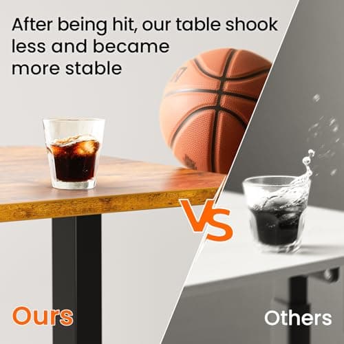 Veken 55 Inch, Height Adjustable Sit Stand Up, Wood Desktop, Work Home Office Computer PC Table, Tall Standup Workstation, Gaming Writing Study Bedroom Rising Desks, Brown 5