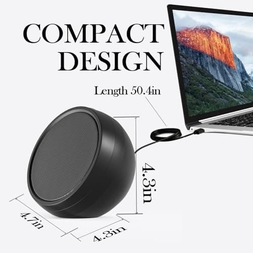 ABRRU USB Computer Speaker for Laptop, External Speakers for Desktop Computer with Crystal Clear Sound, Rich Bass and Volume Buttons, Plug-N-Play (Black) 7