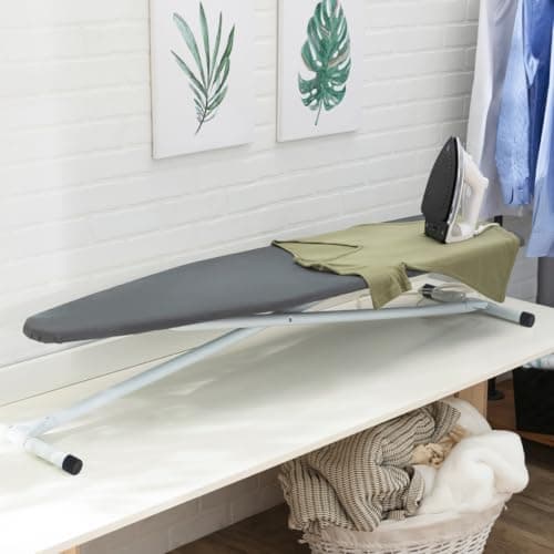 Full Size Ironing Board with Cover & Pad – USA-Made with Enhanced Grip Feet for Extra Stability – Adjustable Steel T-Legs 35" High – Perforated Top – Durable Iron Board for Home, Laundry Room, Grey 5