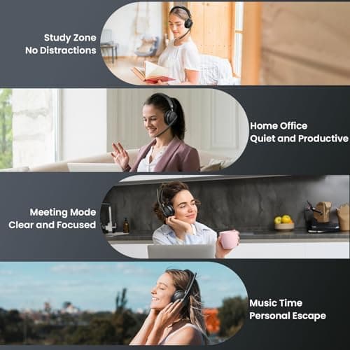 Dytole Wireless Headset with Mic for Work, Bluetooth 5.3 Headset with AI Noise Cancelling Mic, Wireless Headphones with Mic& USB Dongle, 65H Battery, Comfort Fit for PC/iPhone/Android/Call Center 7