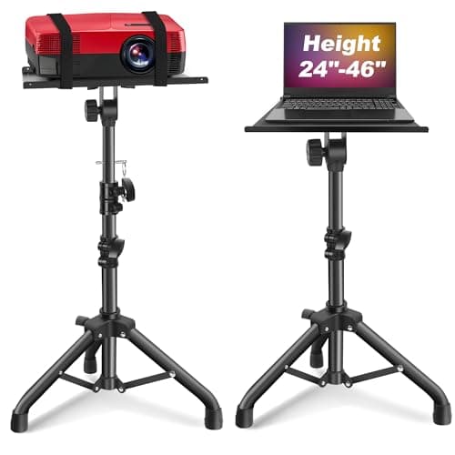 GrowDaily Projector Stand,Projector Laptop Stand Tripod Laptop Tripod Stand Height 24.4" To 46" Laptop Floor Stand For Dj Equipment, Outdoor Movies, Office, Home, Stage Or Studio (Black)