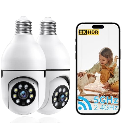 ZKCAI Light Bulb Security Camera, 2.4G 5GHz WiFi Security Cameras Wireless Outdoor Indoor, 2K Bulb Cameras for Home Security Outside, AI Motion Detection & Alarm, Two Way Talk,Color Night Vision 2Pack