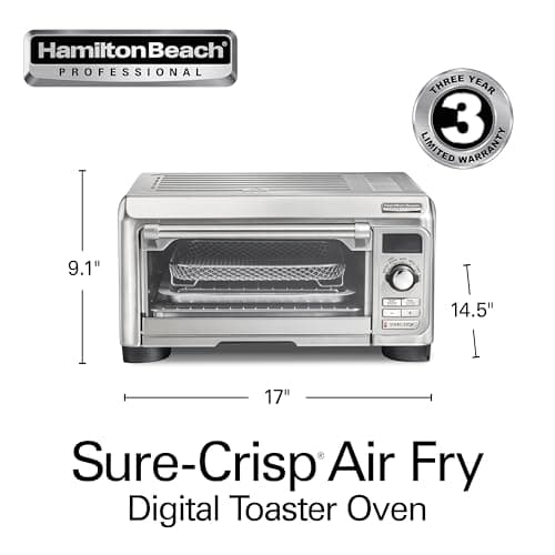Hamilton Beach Professional Sure-Crisp Digital Air Fryer Toaster Oven Combo with 6-in-1 Functionality, 1500 Watts, 10-inch Pizza / 4 Slice Capacity, Stainless Steel (31241) 7