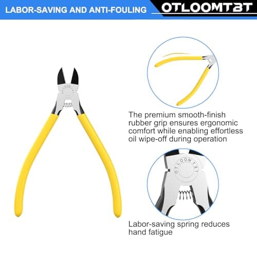 OTLOOMTBT 6-In and 5-In 2 PCS Ultra Sharp Compact Wire Cutters with Long Flat Nose Pliers Ideal for Cutting Crafts, Flowers, Plastics, Appliances and Any Clean Cutting Needs Powerful Wire Cutter 5