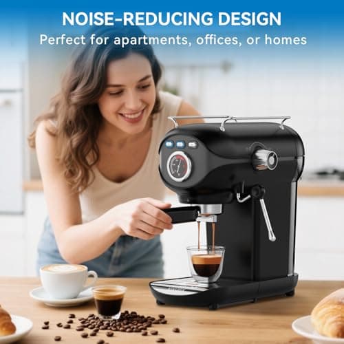 XIXUBX Espresso Machine, 20 BAR Pump Temperature Control, Compact Espresso Maker with Steam Milk Frother, Professional Coffee Makers for Home, Cappuccino, Latte, Gifts for Coffee Lover, Black 6