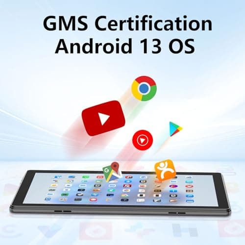 aiprotablet 10 inch Tablet Android 13 Tablets, 4GB RAM 64GB ROM 512GB Expand, Quad-Core Processor, 1280x800 IPS HD Touch Screen, GPS, WiFi, Dual Camera, Bluetooth, 6000mAh Battery (Gray) 5