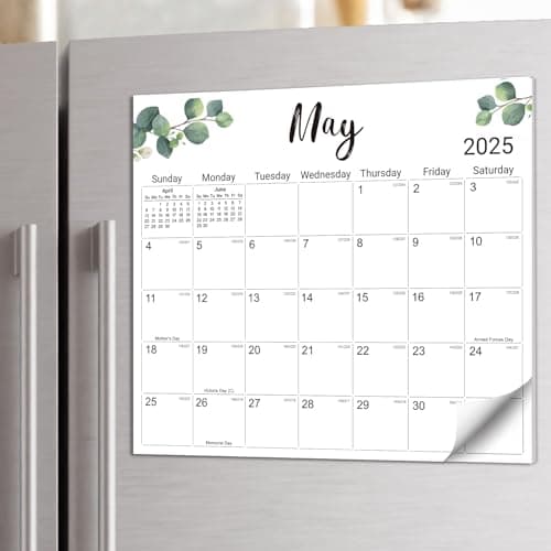 Aesthetic 2025-2026 Magnetic Calendar for Refrigerator, Fridge Magnet Runs Until December 2026, 20 Monthly Planner with Greenery Design for Easy Organizing