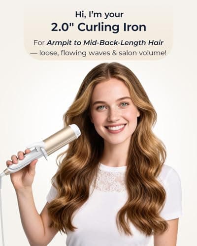 FURIDEN Lite Dual-Voltage Curling Iron: 110V-240V 2 Inch Ceramic Wide Barrel 2-in-1 Curling Iron for Armpit to Mid Back Length Hair - Europe Travel for Loose Waves with Clamp 5