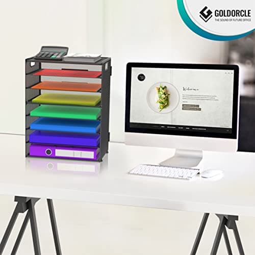 8 Tier Paper Letter Tray Organizer with Handles, Mesh Desk File Holder Storage Organization for Home School Classroom & Office (Black) 6