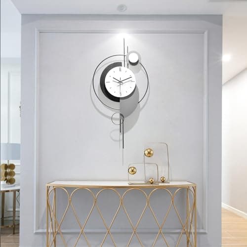HEBOIX Decorative Wall Clock for Living Room,Large Modern Wall Clock,Digital Creative Clock Battery Operated for Living Room/Bedroom/Kitchen/Office Metal Wall Art Decor 16"X31" 8