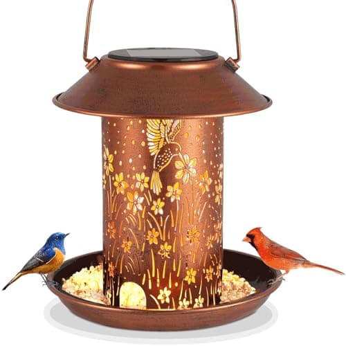 Bird Feeders for Outdoors Hummingbird Solar Lanterns Outdoor Waterproof Hanging Garden Decor Birthdays for Women Mom Metal Solar Decoration Outside for Yard, Patio,