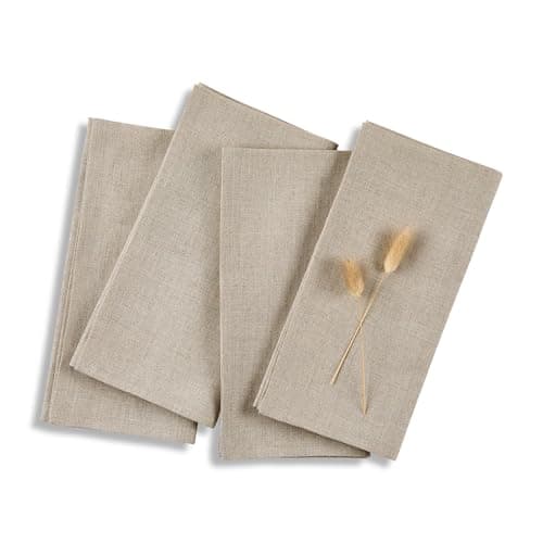 Solino Home Natural Linen Napkins Set of 4-100% Pure Linen Cloth Washable Dinner Napkins 20 x 20 Inch for Spring, Easter, Mothers Day - Fete