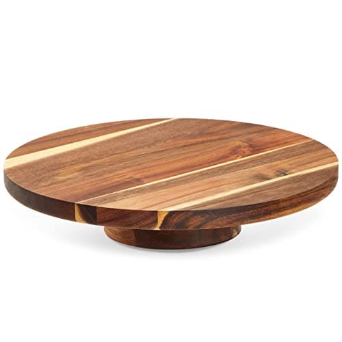 Juvale Acacia Wood Cake Stand - Wedding Cake Stand & Serving Platter - Rustic Round Wood Dessert Display - Easy-Clean Low-Profile Wooden Serving Base - 12.75 in Dia, 2.75 in H