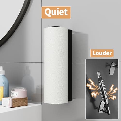 Paper Towel Holder Under Cabinet, Stainless Steel, Wall Mount, Black Adhesive Paper Roll Holder for Kitchen and Bathroom 4