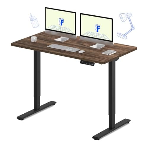 FLEXISPOT E3 Dual Motor Electric Standing Desk 55 x 28 Sit Stand Up Desk, Holds 220 lbs, Adjustable Height w/Memory Presets, One-Piece Brown Wood Grain Desktop & Black Frame, Ships in 2 Boxes