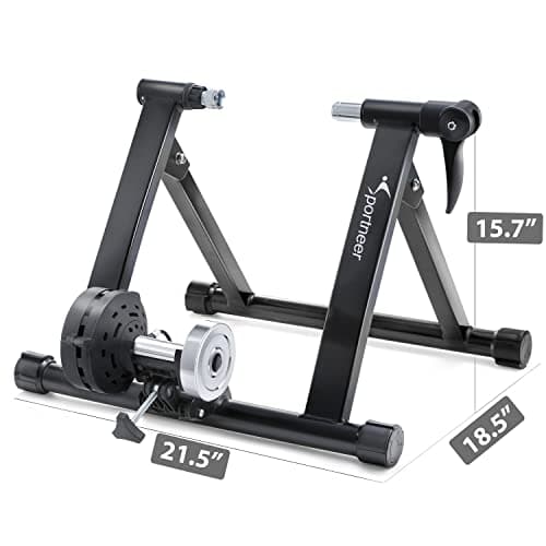 Sportneer Bike Trainer Stand Indoor Exercise - Sportneer Magnetic Bicycle Cycling Training Accessories with Noise Reduction Wheel Kit for Road Bike 8