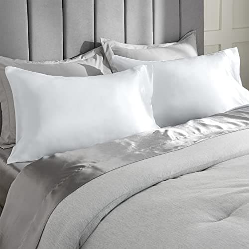 CozyLux Silk Satin Pillowcase for Hair and Skin Queen Set of 2 Soft Pillow Cases Silky Microfiber Bed Pillow Covers Wrinkle Resistant with Envelope Closure(White, 20 x 30 Inches) 7