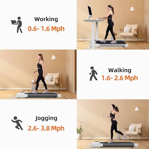 Walking Pad Treadmill, Under Desk Treadmill for Home Office,3 in 1 Treadmills for Home with Remote Control, Walking Jogging Machine with 300 lbs Weight Capacity in LED Display, No Assembly 5