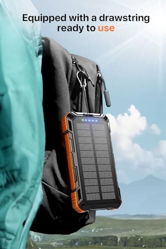 Solar Power Bank 49800mAh Wireless Portable Charger with USB-C 15W Fast Charging with 4 Built-in Cables LED Flashlight Battery Pack Compatible with iPhone, iPad, Smartphone,Perfect for Camping, Hiking 9