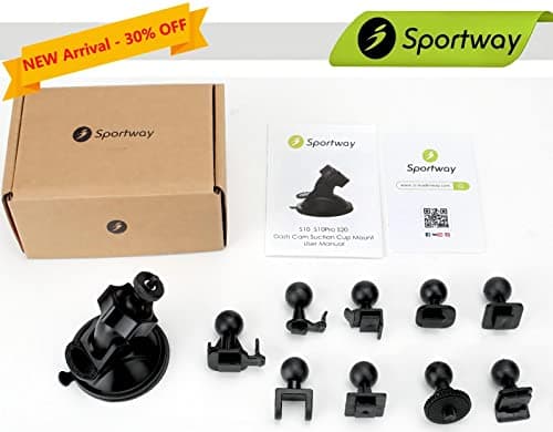 Sportway S10 Pro Dash Cam Mount, Suction Cup Dash Camera Mount Holder with 10+pcs Joints for Rove APEMAN CHORTAU Roav Nexar iiwey REXING Z-Edge Old Shark YI ... 98% Car Dash Cameras 6
