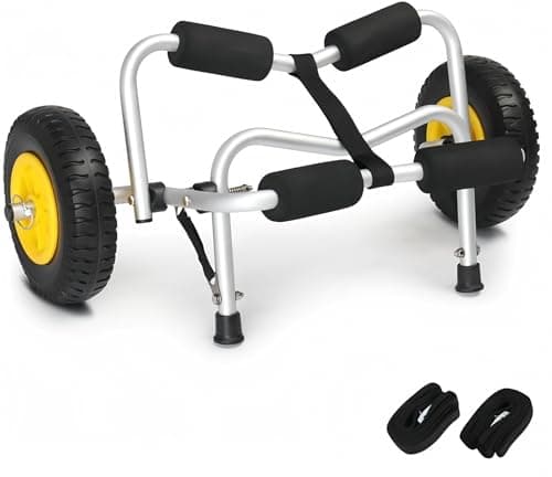 IGUATU Foldable Kayak Canoe Boat Carrier Dolly Cart with Solid Tires, Silver