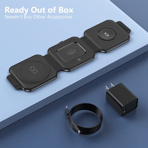 Travel Charger for Samsung Multi Devices, Foldable 3 in 1 Wireless Charging Station Fast Charging Stand/Pad Compatible for Samsung Galaxy S25/S24/S23/Note20 GalaxyWatch8/7/6 Galaxy Buds4 7