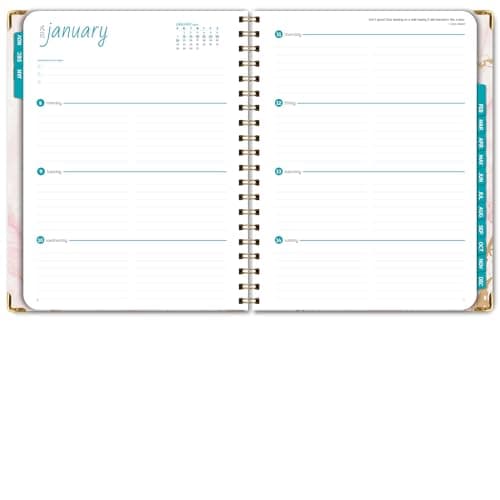 HARDCOVER 2024 Planner: (November 2023 Through December 2024) 8.5"x11" Daily Weekly Monthly Planner Yearly Agenda. Bookmark, Pocket Folder and Sticky Note Set (Pink Marble) 6