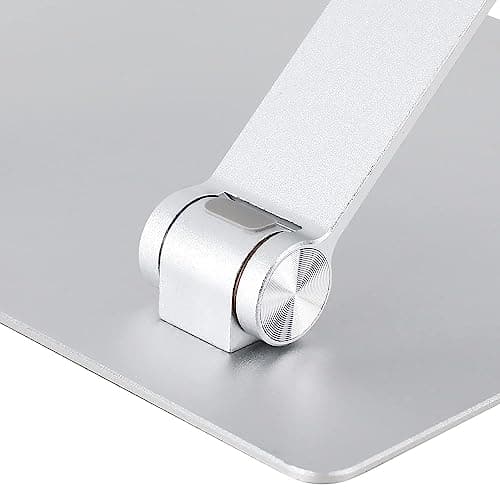 Amazon Basics Sturdy and Portable Ergonomic Laptop Stand for Desk, Height Adjustable Riser with Ventilated Cooling, Foldable, Fits all Laptops up to 17.3 Inch, Silver, 10 x 8.7 x 6 in 6