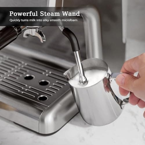 Kismile Espresso Machine with Grinder, 15 Bar Expresso Coffee Machines with Milk Frother Steam Wand, Espresso Maker with 30 Grind Settings, Expresso Machines for Home, Perfect for Cappuccino, Latte 5
