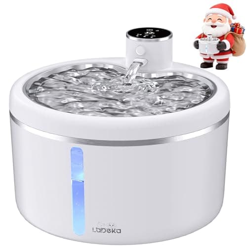 Wireless Cat Water Fountain with Stainless Steel Tray, 102oz/3L Pet Water Fountain for Cats Inside, Cat Fountain for Drinking with Motion Sensor, Ultra Quiet Pump, Cats & Dogs Gifts (2Filters)