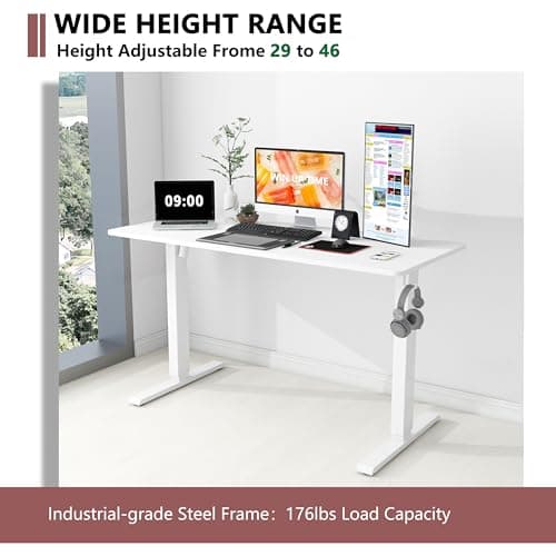 Win Up Time Whole Piece Electric Standing Desk- Height Adjustable Stand up Desk, Sit to Stand Desk with Wheels for Home Office & Computer Workstation 5
