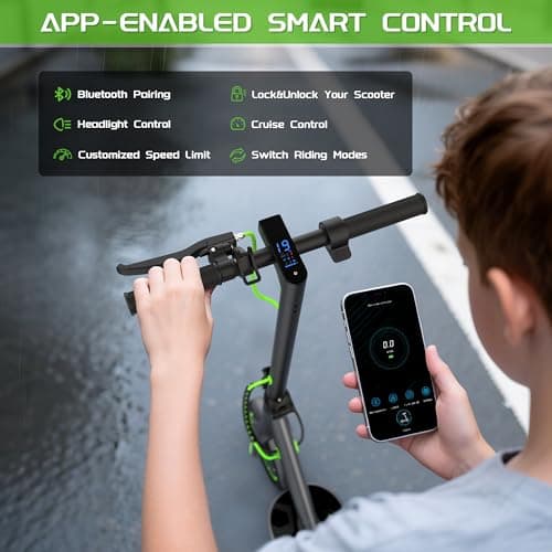 MAXSHOT Electric Scooter Adults & Big Kids, Top Speed 9/16/19/22MPH, 10/12/16/21/50Miles Range, 6.5"/8.5"/14" Tires Folding Commuter Escooter with Dual Suspension for Commuting, APP Control 7