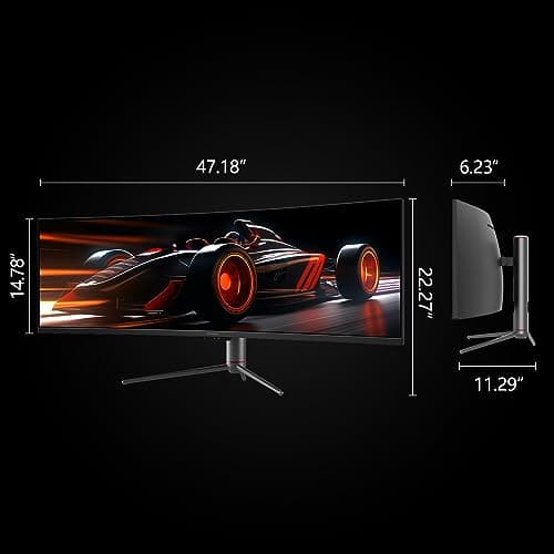 INNOCN 49" Curved Monitor Ultrawide Gaming 5K2K 120Hz 32:9 QHD 5120 x 1440P Computer Monitor, R1800, 99% sRGB, HDR400, USB Type C, DisplayPort, HDMI, Built-in Speakers, Height/Tilt Adjustable - 49C1R 8